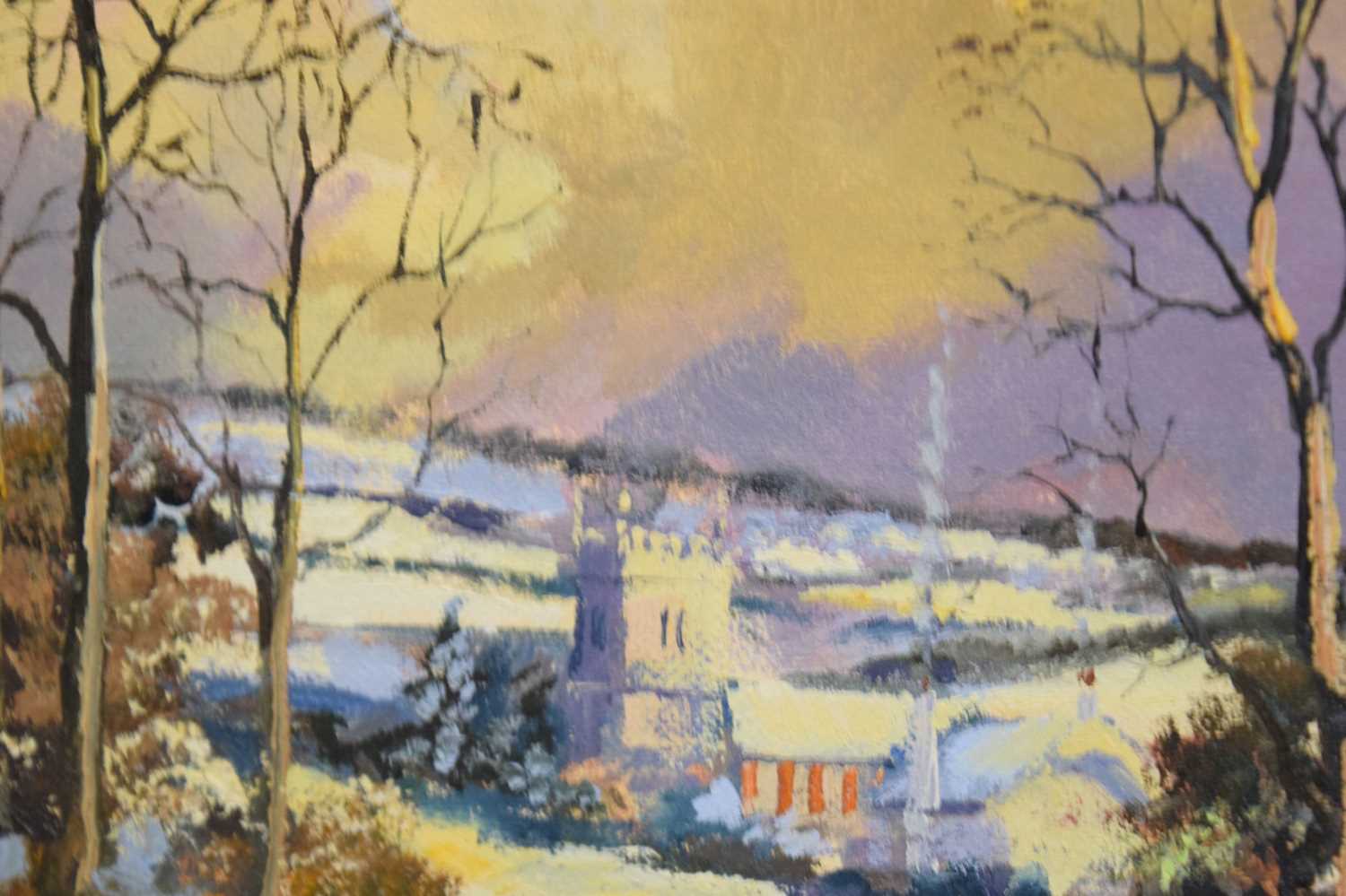 Alan King (1946-2013) - Oil on board - 'Snow Bridge', Hagley, Somerset - Image 5 of 8