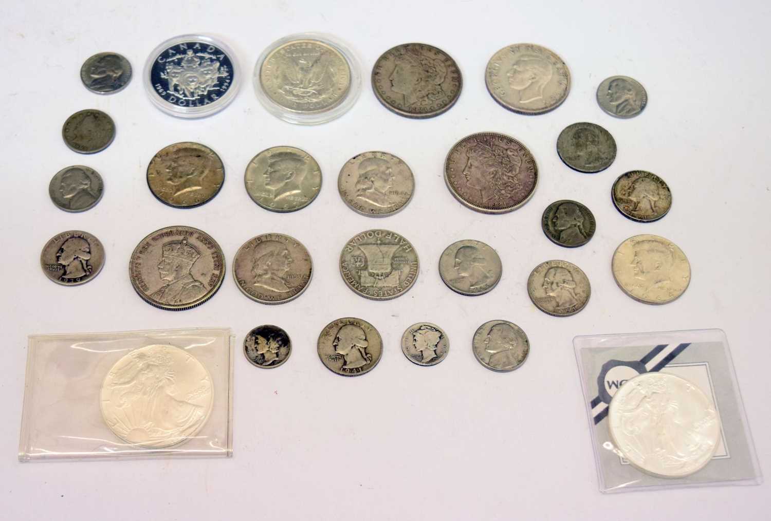 Quantity of mainly American and Canadian silver coinage