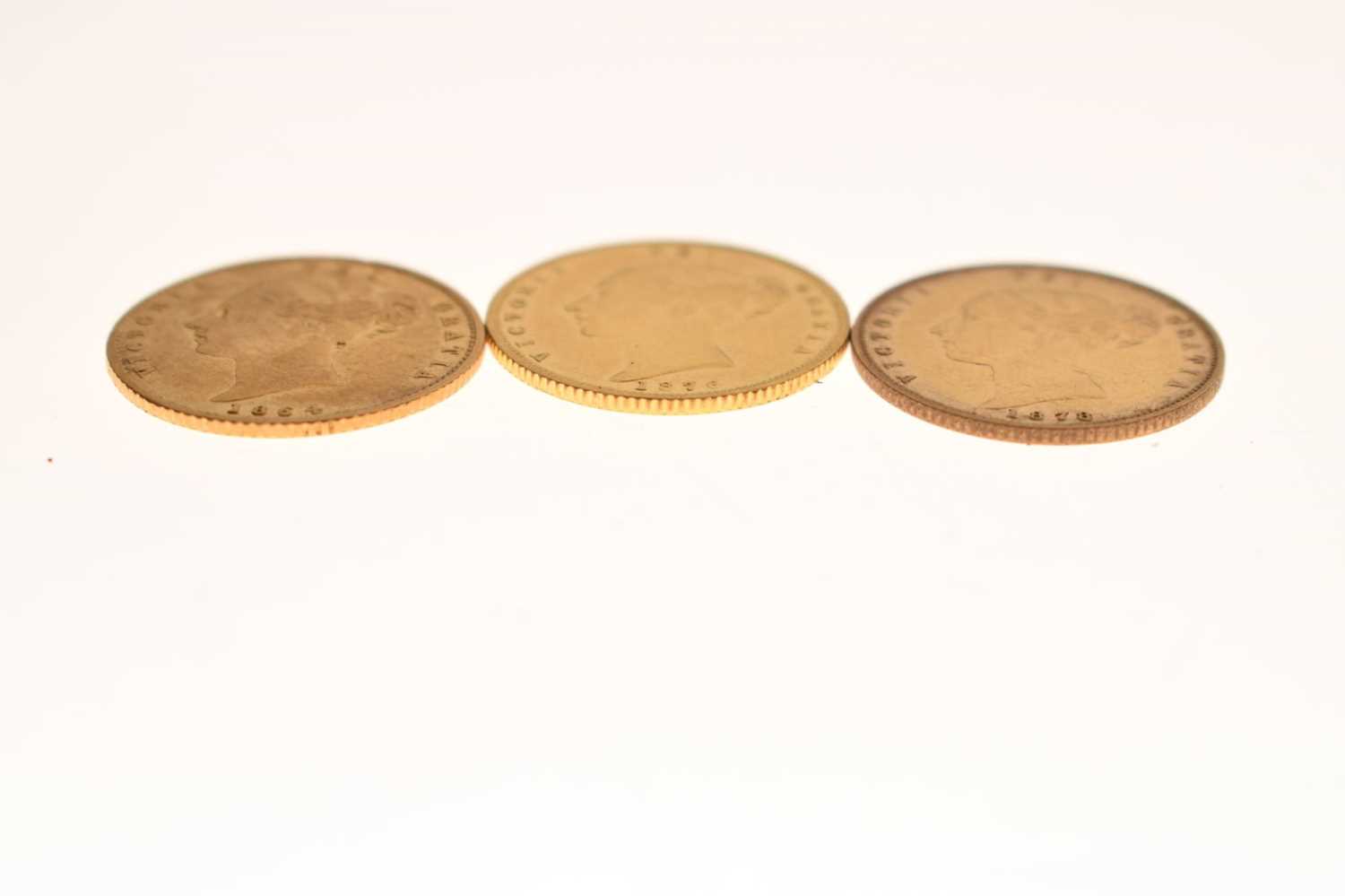 Three Victorian gold half sovereigns, 1864, 1876, 1878 - Image 2 of 4