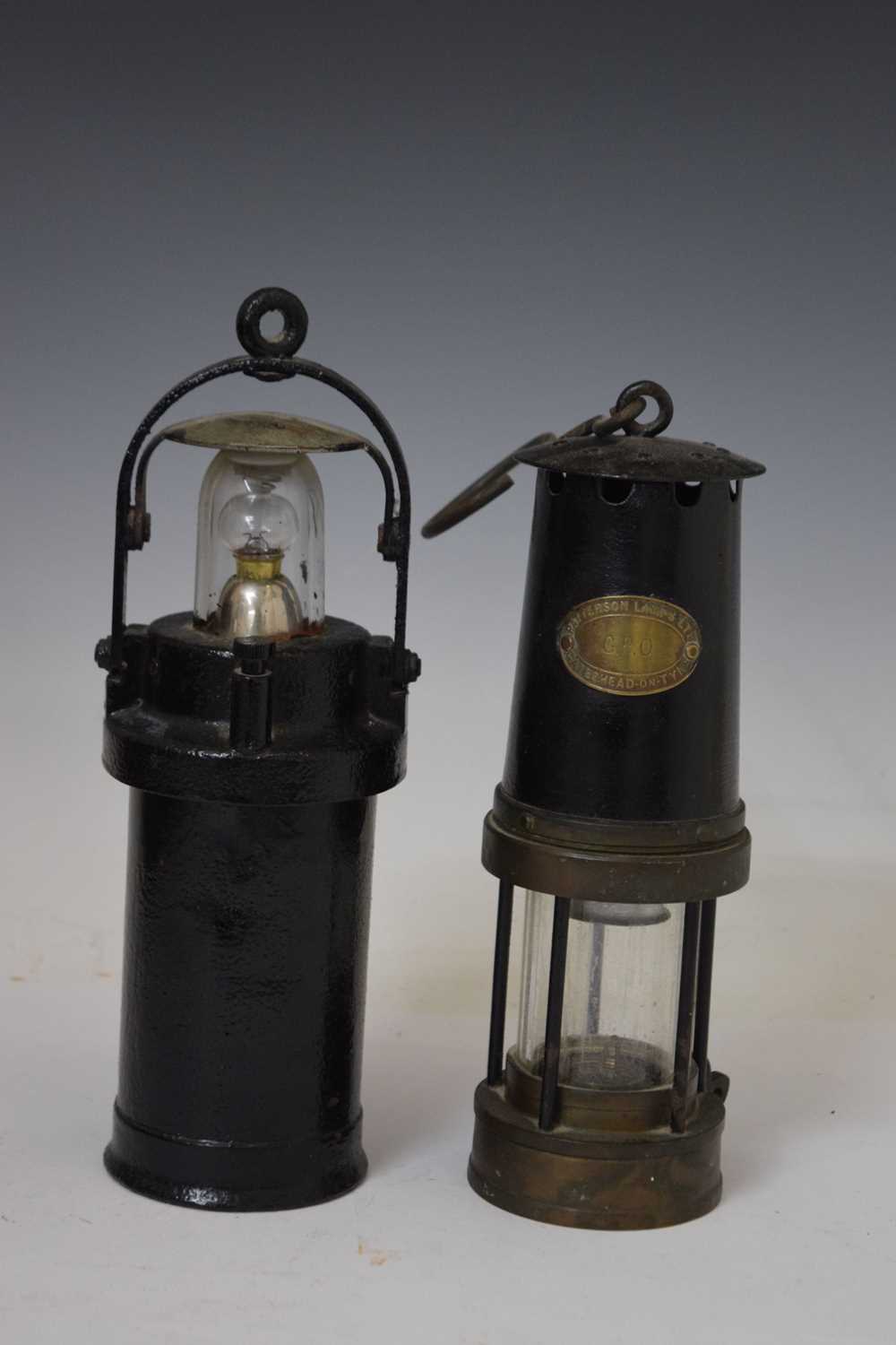 Four lamps including G.P.O type 3 miner's lamp (Gateshead-on-Tyne) - Image 2 of 12