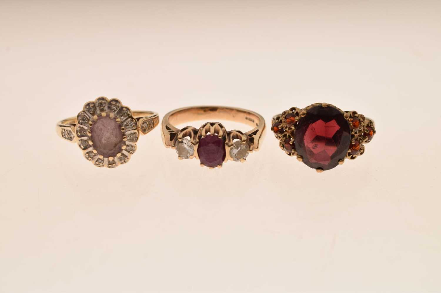 Three 9ct gold gem set rings - Image 2 of 6