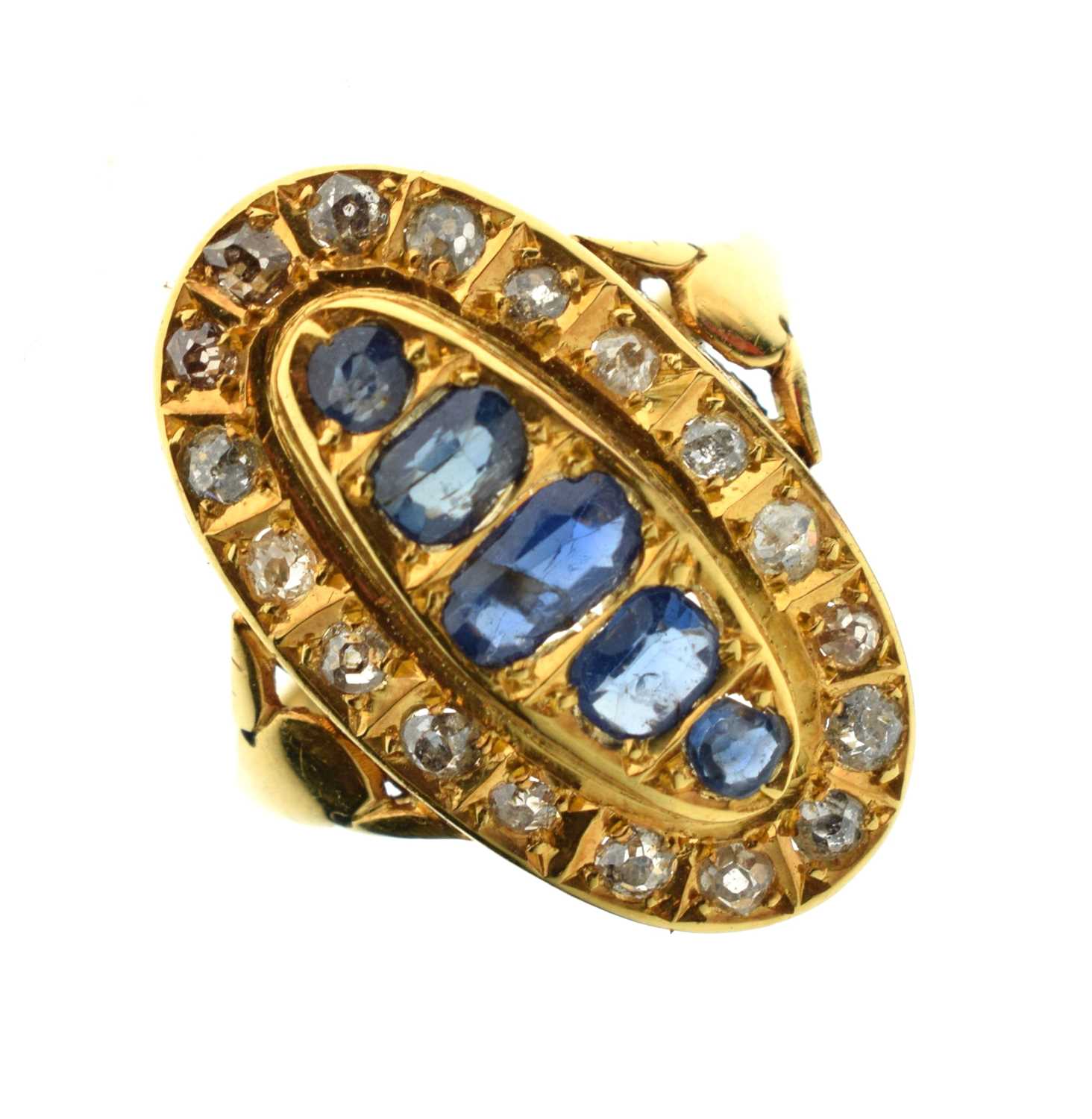 Multi-stone sapphire and diamond 18ct gold cluster ring