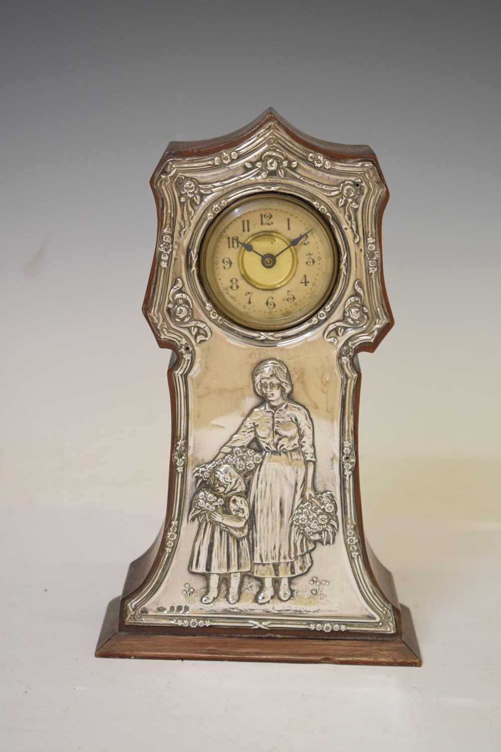 Edwardian silver fronted and mahogany miniature longcase clock - Image 2 of 7