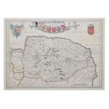 Johannes Blaeu - 17th century hand-coloured county map of Norfolk