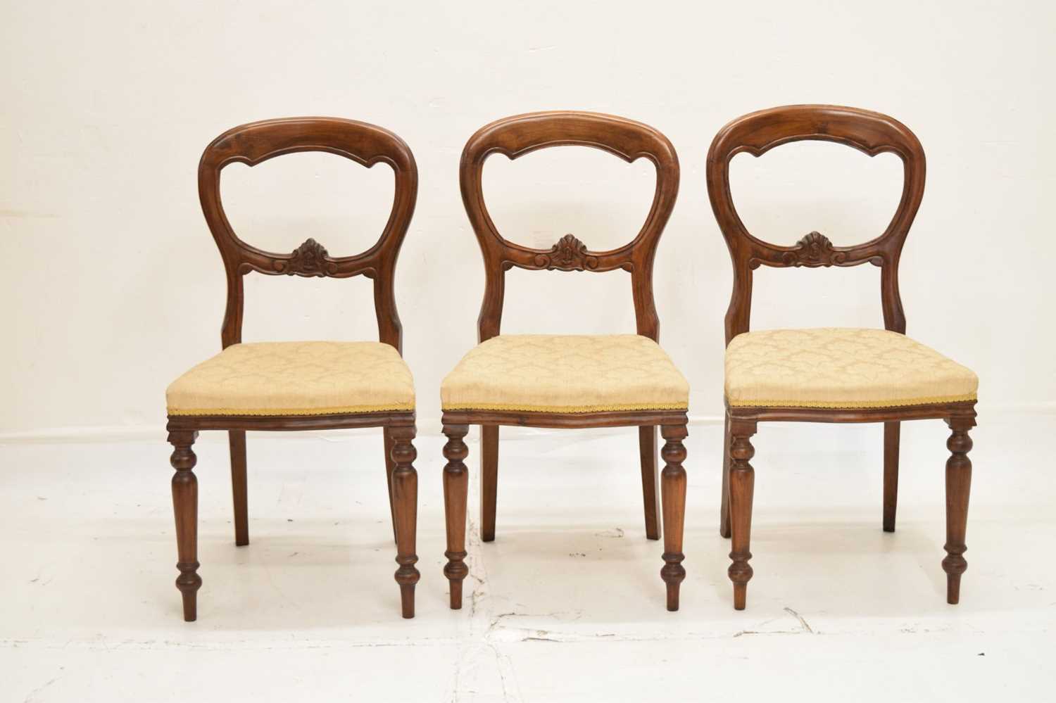 Six Victorian balloon back dining chairs - Image 3 of 14