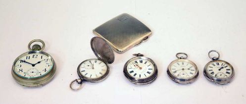 Edward VIII silver cigarette case and pocket watches