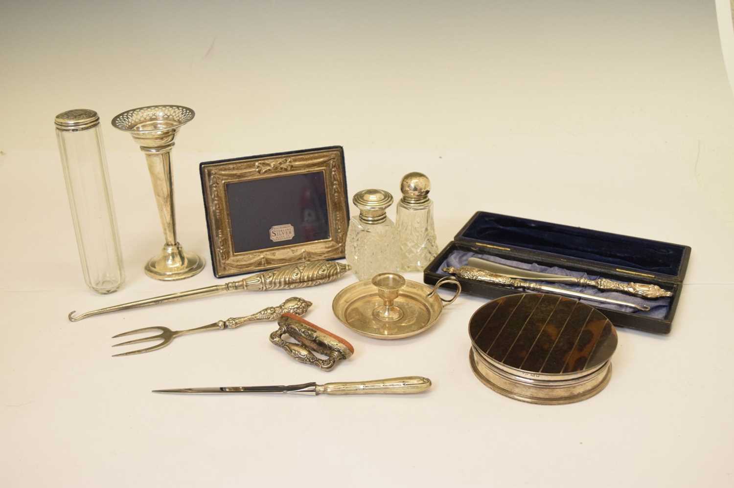 Quantity of silver to include a late Victorian silver chamberstick, etc - Image 2 of 13