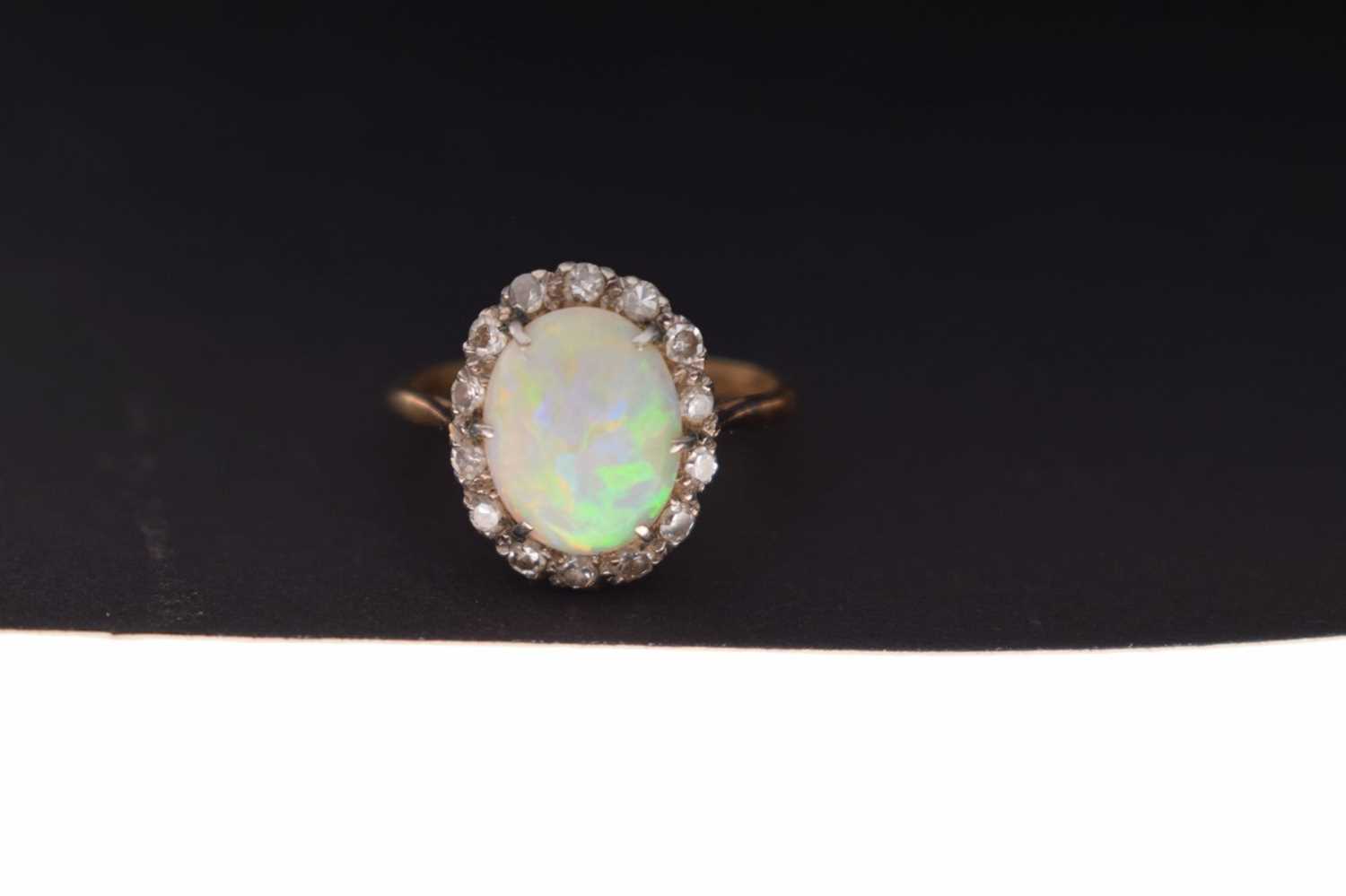 Opal and diamond cluster ring - Image 7 of 7