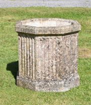 Octagonal composition stone garden planter