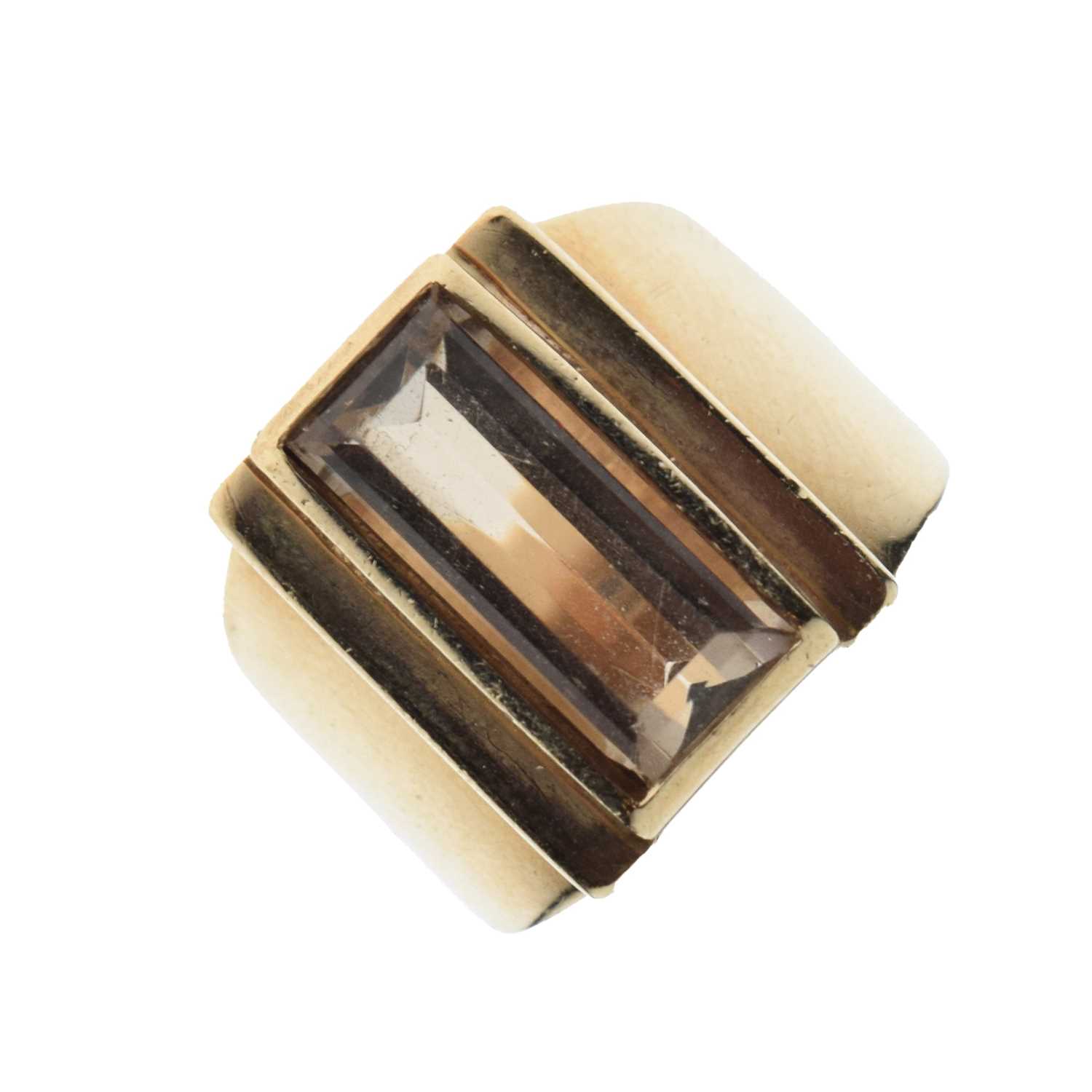 Modernist smoky quartz ring