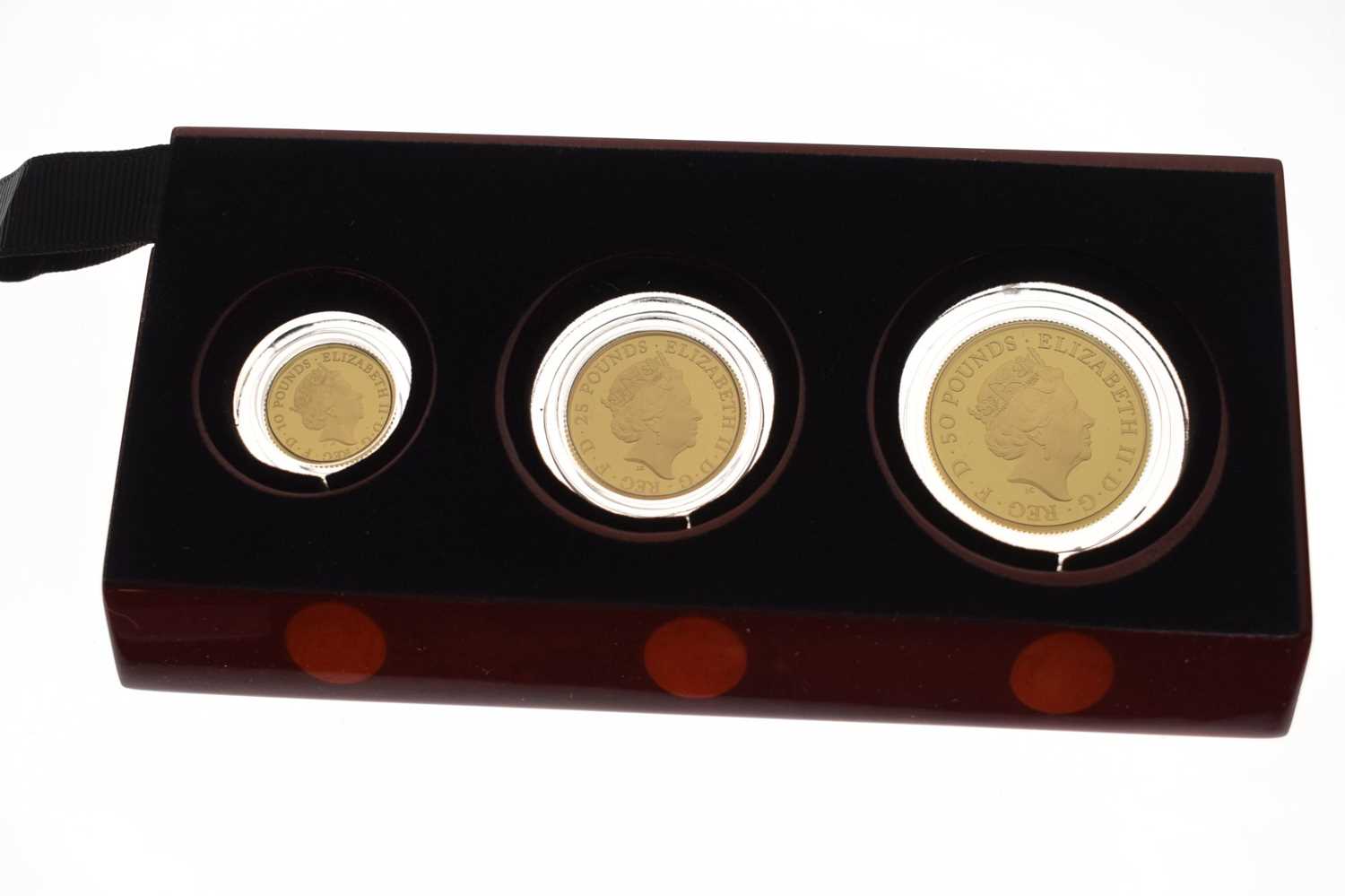 Royal Mint Elizabeth II Britannia three-coin gold proof set, 2021 - Image 6 of 8