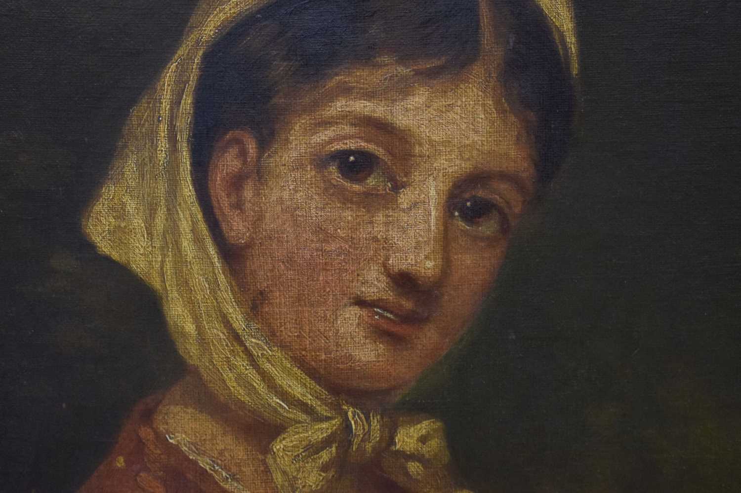 19th century oil on canvas - Peasant maiden - Image 3 of 12