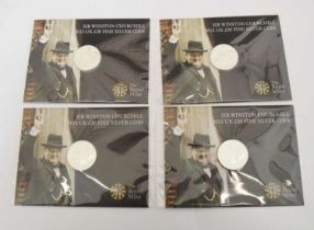 Four Royal Mint Elizabeth II UK fine silver £20 Coins, 2015 Winston Churchill