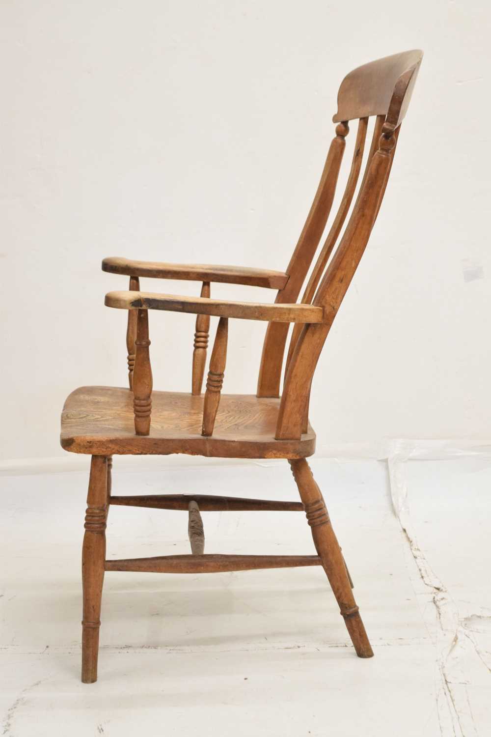 Mid 19th century ash and elm stick-back country chair - Image 6 of 7