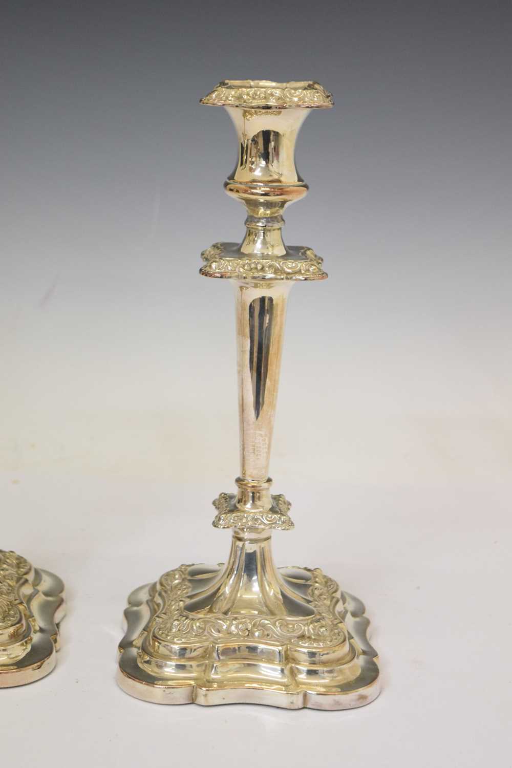 Pair of 19th century silver plated on copper candlesticks - Image 4 of 8