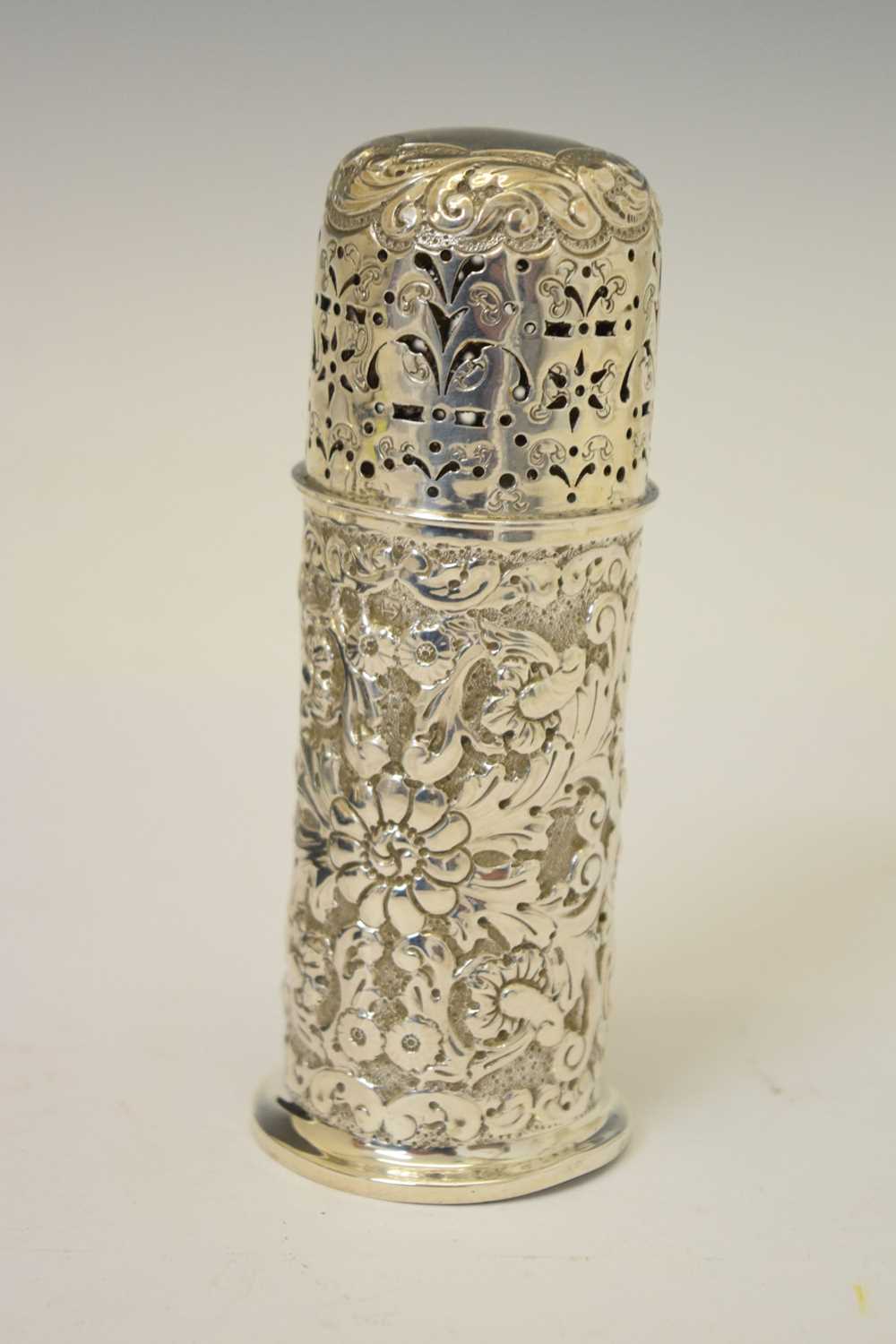 Victorian silver sugar caster with repousse decoration, Christening sets, etc - Image 3 of 6