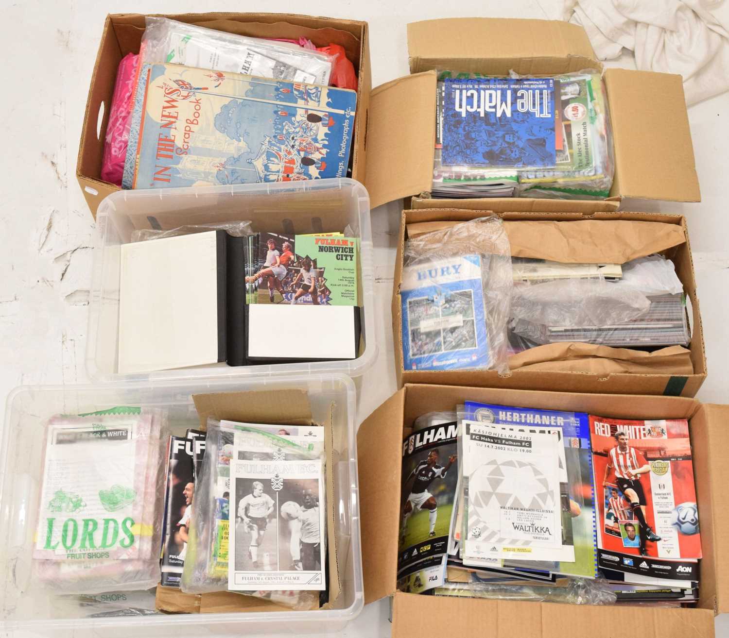 Large quantity of Fulham related football programmes and books