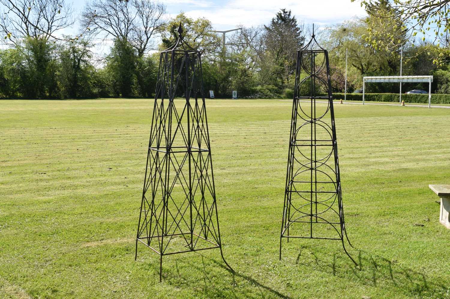 Two wrought iron bean frame obelisks - Image 2 of 7