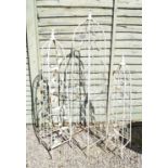 Graduated set of three white painted metal garden frames