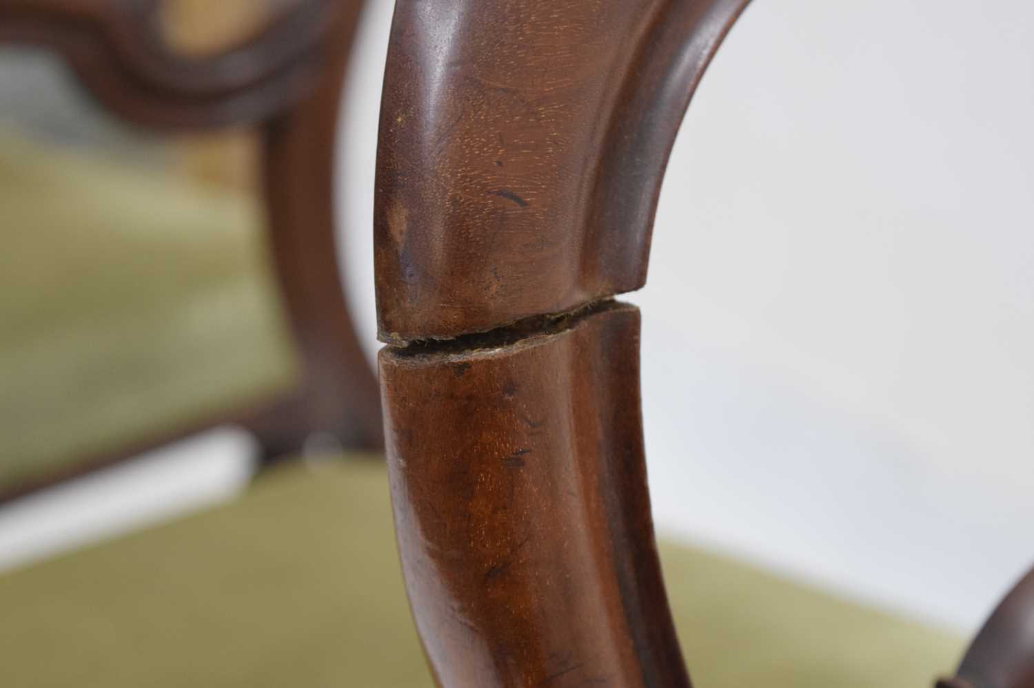 Set of six Victorian mahogany balloon back dining chairs - Image 3 of 17