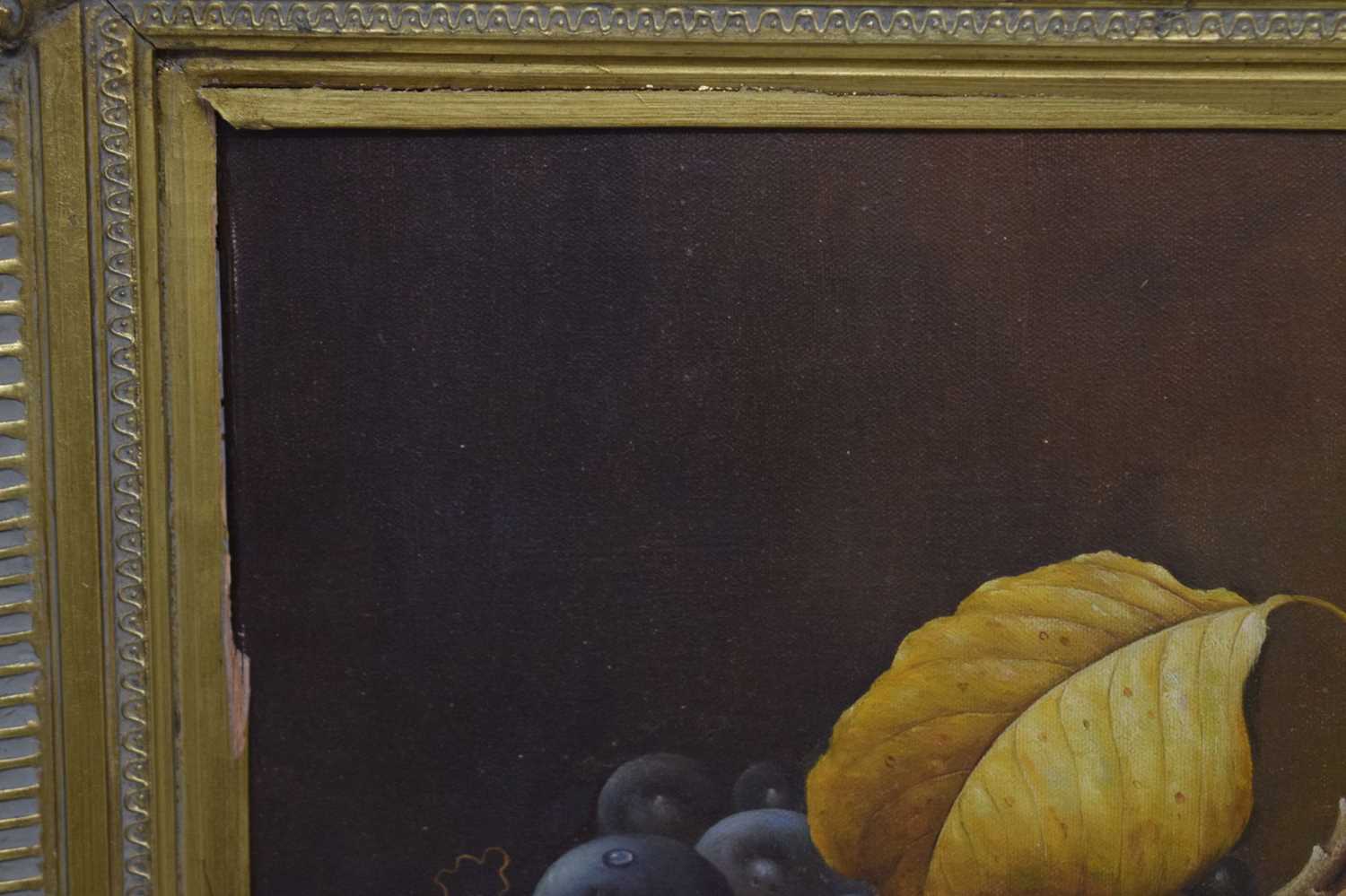 20th century British school - Oil on canvas - Still life with fruit - Image 3 of 8