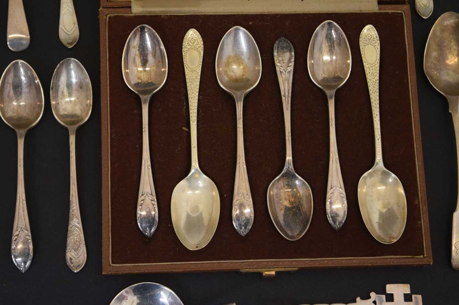 Quantity of silver teaspoons and condiment spoons, etc - Image 5 of 12