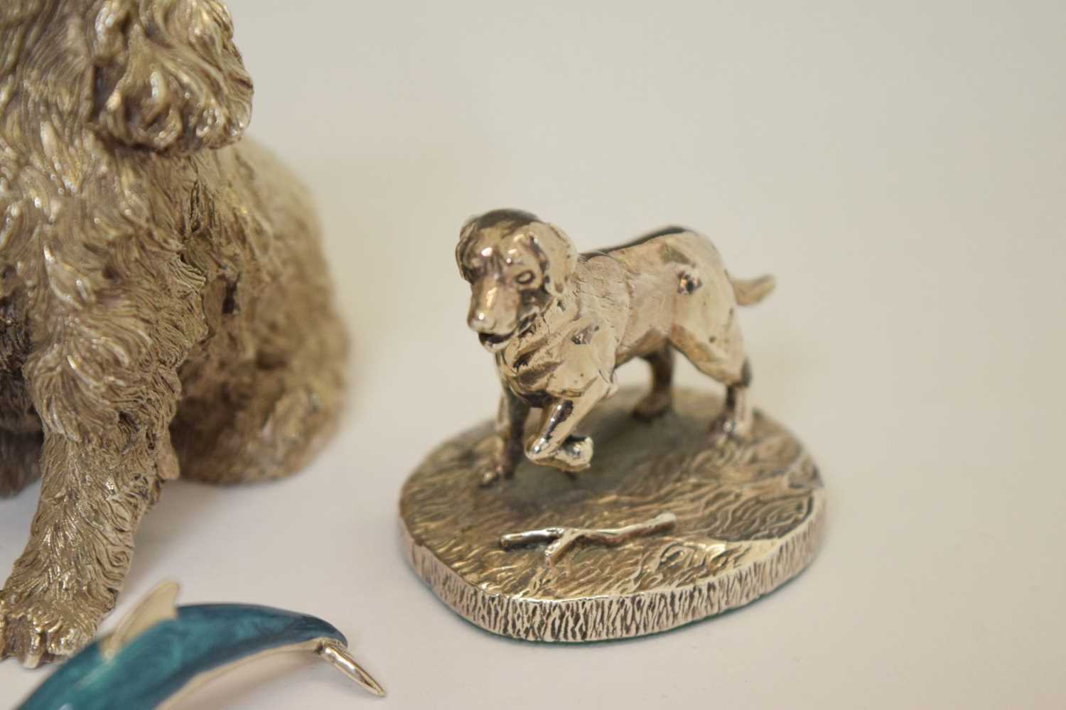 Silver and enamel figure of a dolphin, two Elizabeth II dog figures, etc - Image 6 of 10