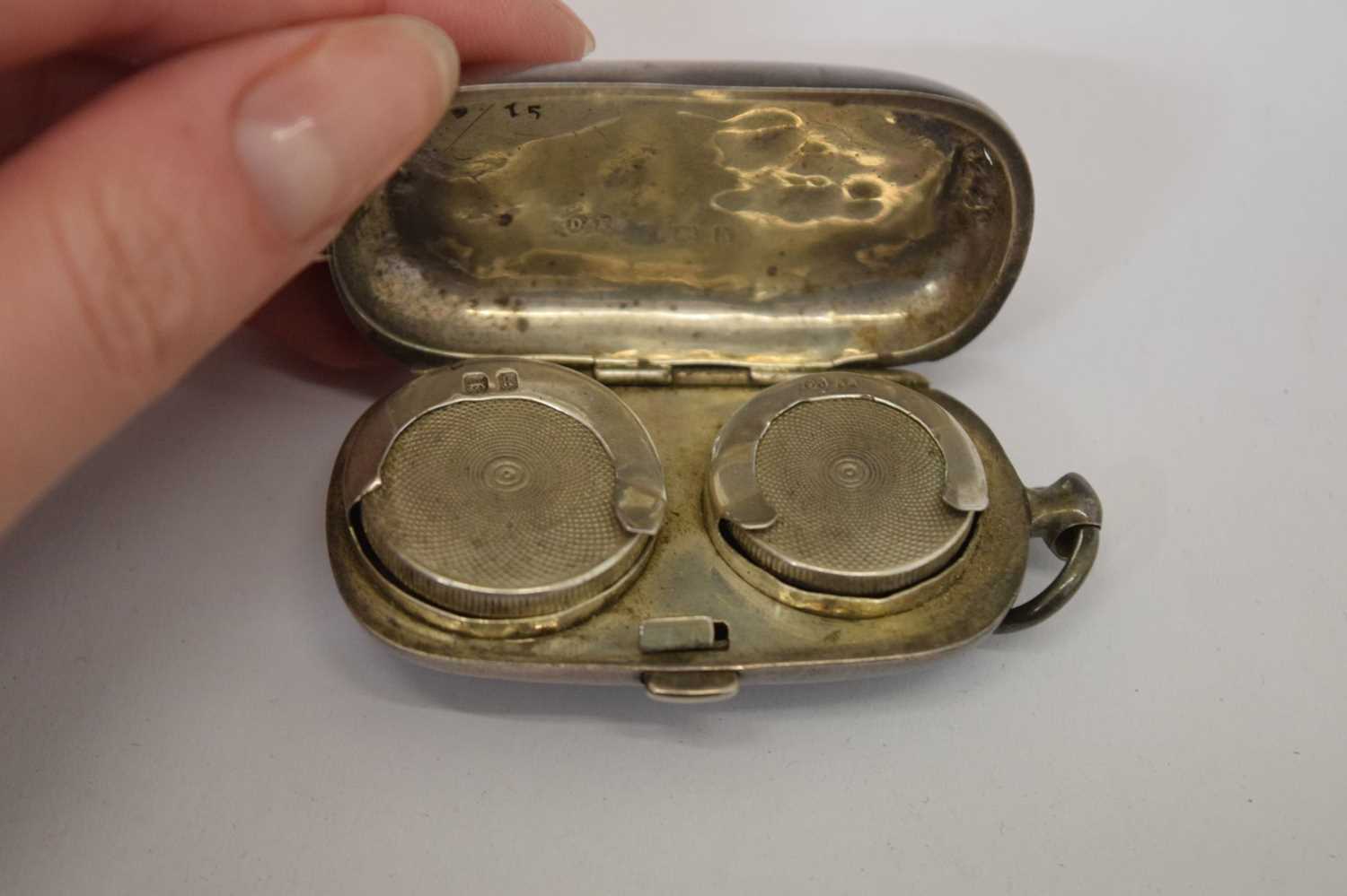 Four silver sovereign and coin cases and a George III silver vinaigrette - Image 7 of 12