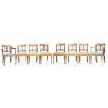 Set of eight Regency mahogany inlaid dining chairs