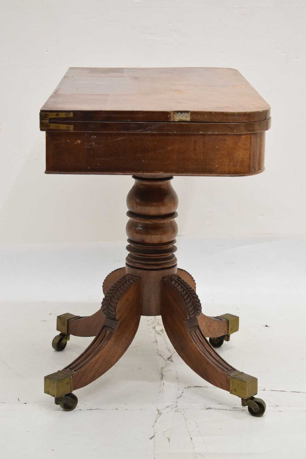 George IV mahogany fold-over pedestal card table - Image 3 of 11