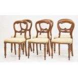 Six Victorian balloon back dining chairs