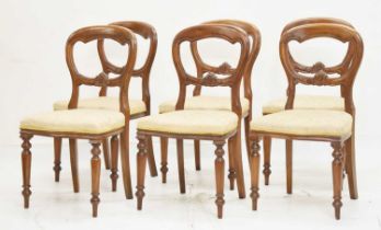 Six Victorian balloon back dining chairs