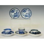 Group of late 18th century English blue and white porcelain