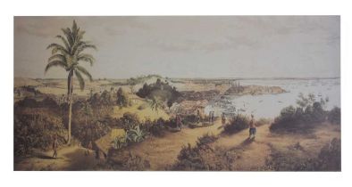 Reproduction coloured print of 'Singapore, from Mount Wallich at sunrise'