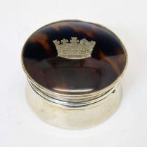George VI silver and tortoiseshell circular box