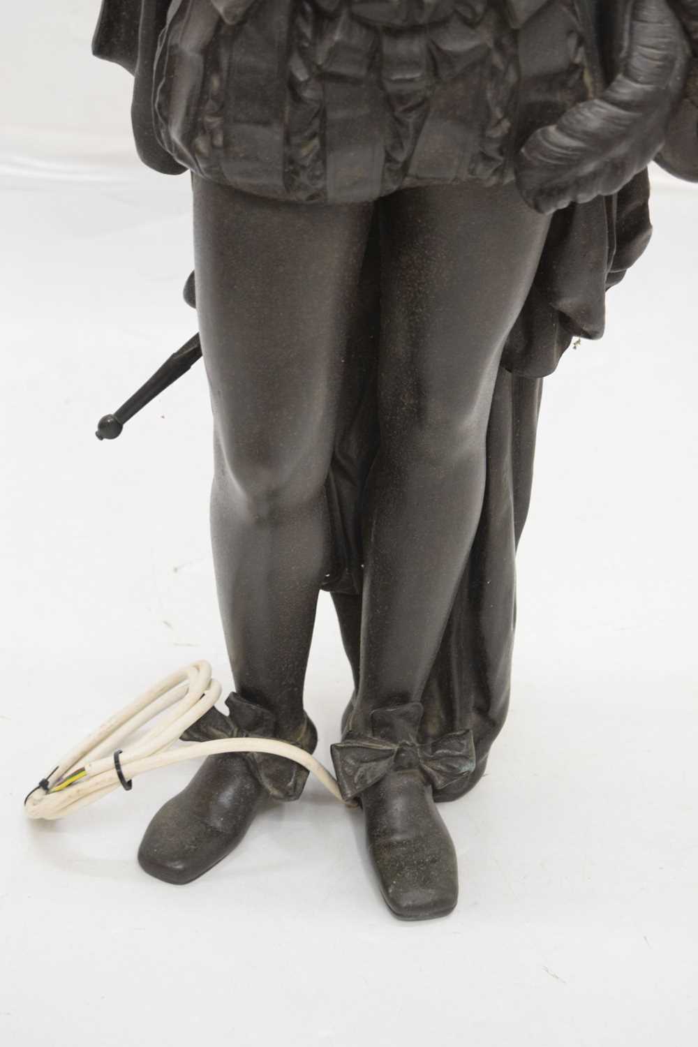 Late 19th century spelter figural lamp of a cavalier - Image 6 of 8