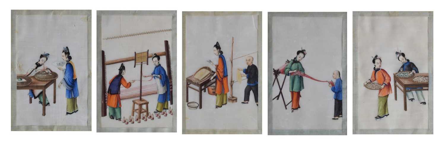 Five 19th century Chinese watercolours on pith paper