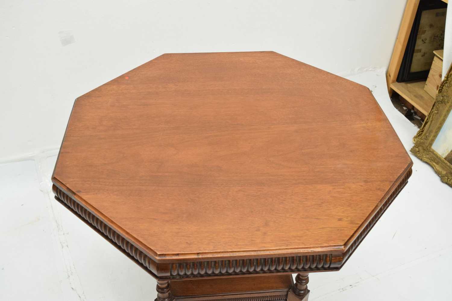 Late Victorian / Edwardian oak octagonal occasional table - Image 7 of 9