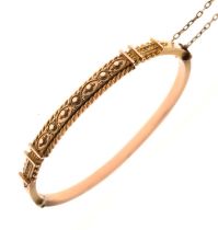 Late 19th century 9ct rose gold hinged bangle