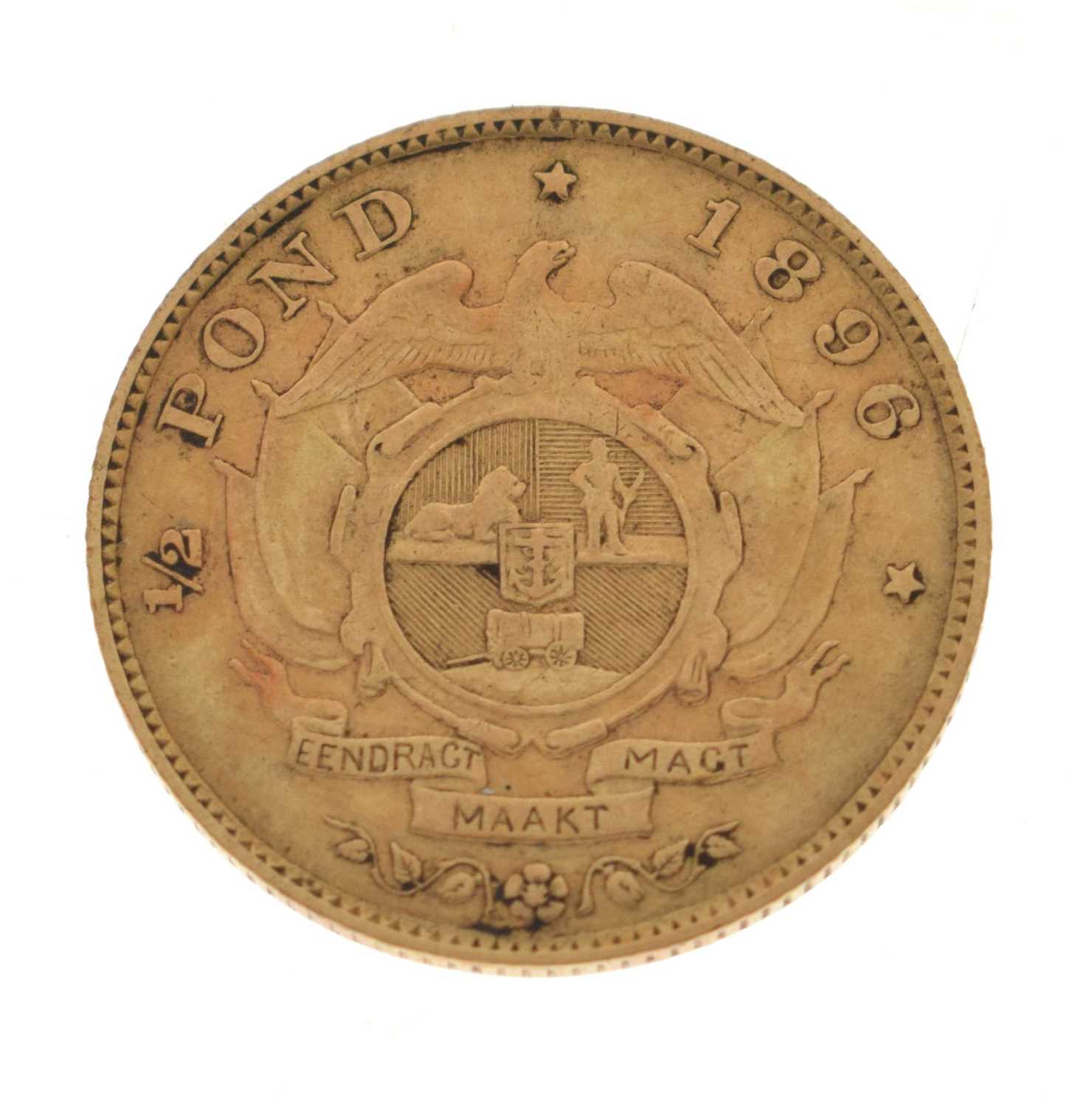 South Africa half pond gold coin, 1896