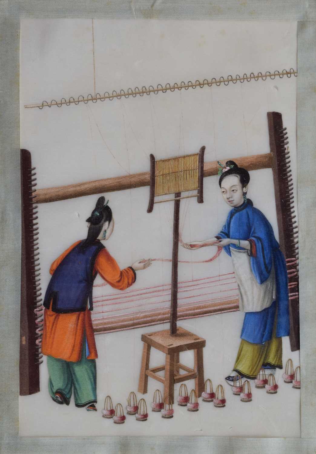 Five 19th century Chinese watercolours on pith paper - Image 3 of 33