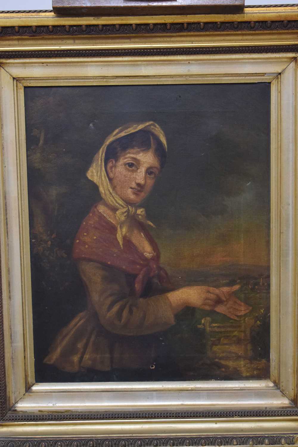 19th century oil on canvas - Peasant maiden - Image 2 of 12