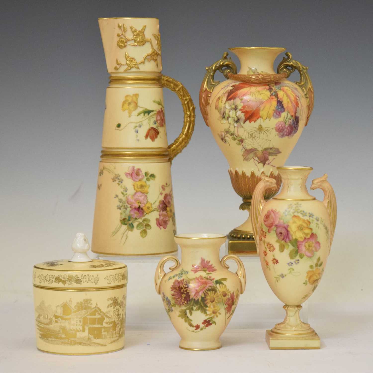Selection of Royal Worcester blush ivory porcelain