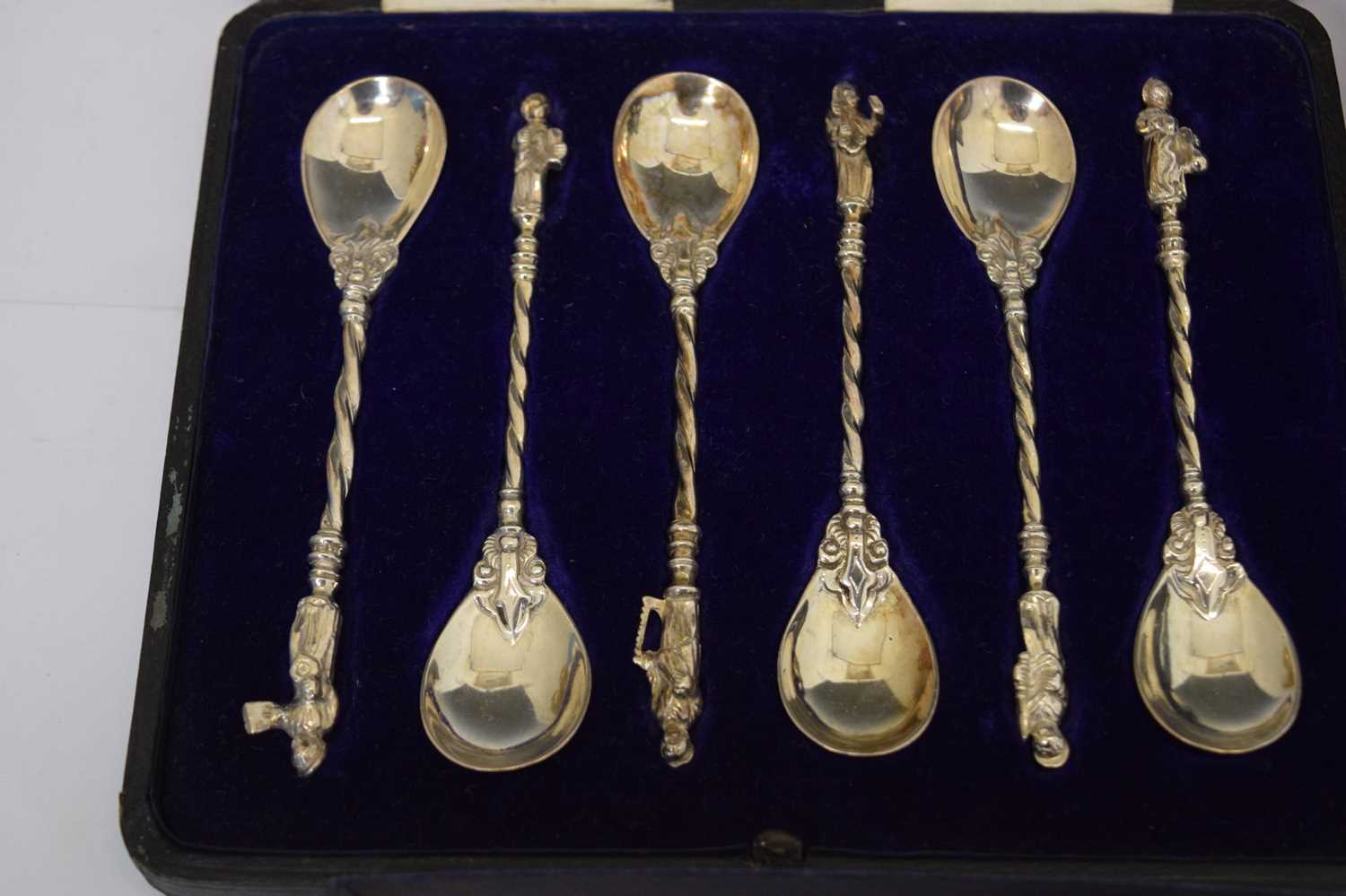 Quantity of silver, to include a set of six Swedish silver Apostle spoons, napkin rings, etc - Image 3 of 11