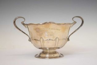 Edward VII silver twin-handled pedestal bowl