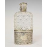 Late Victorian silver and cut glass hip flask