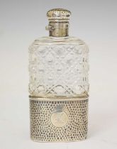 Late Victorian silver and cut glass hip flask