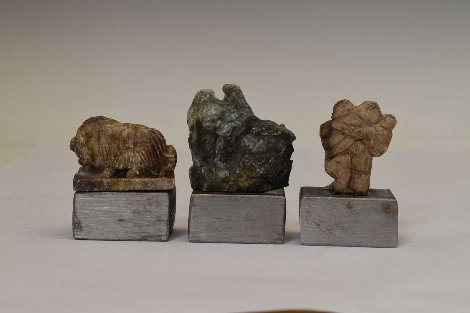 Three carved soapstone figures - Image 12 of 12