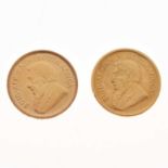 Two South African Fine Gold 1/10 Krugerrand, 1982 and 1984