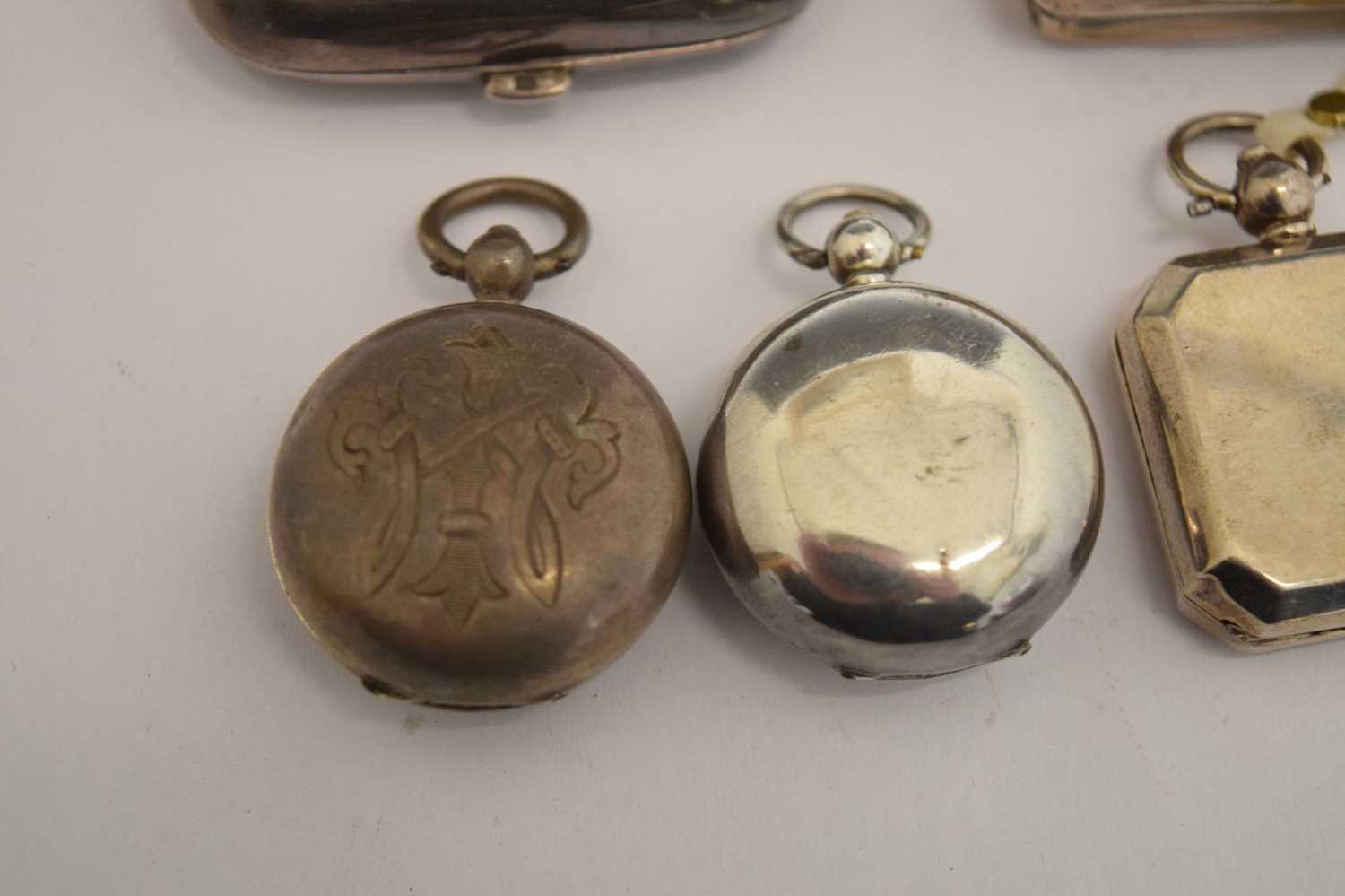 Four silver sovereign and coin cases and a George III silver vinaigrette - Image 3 of 12